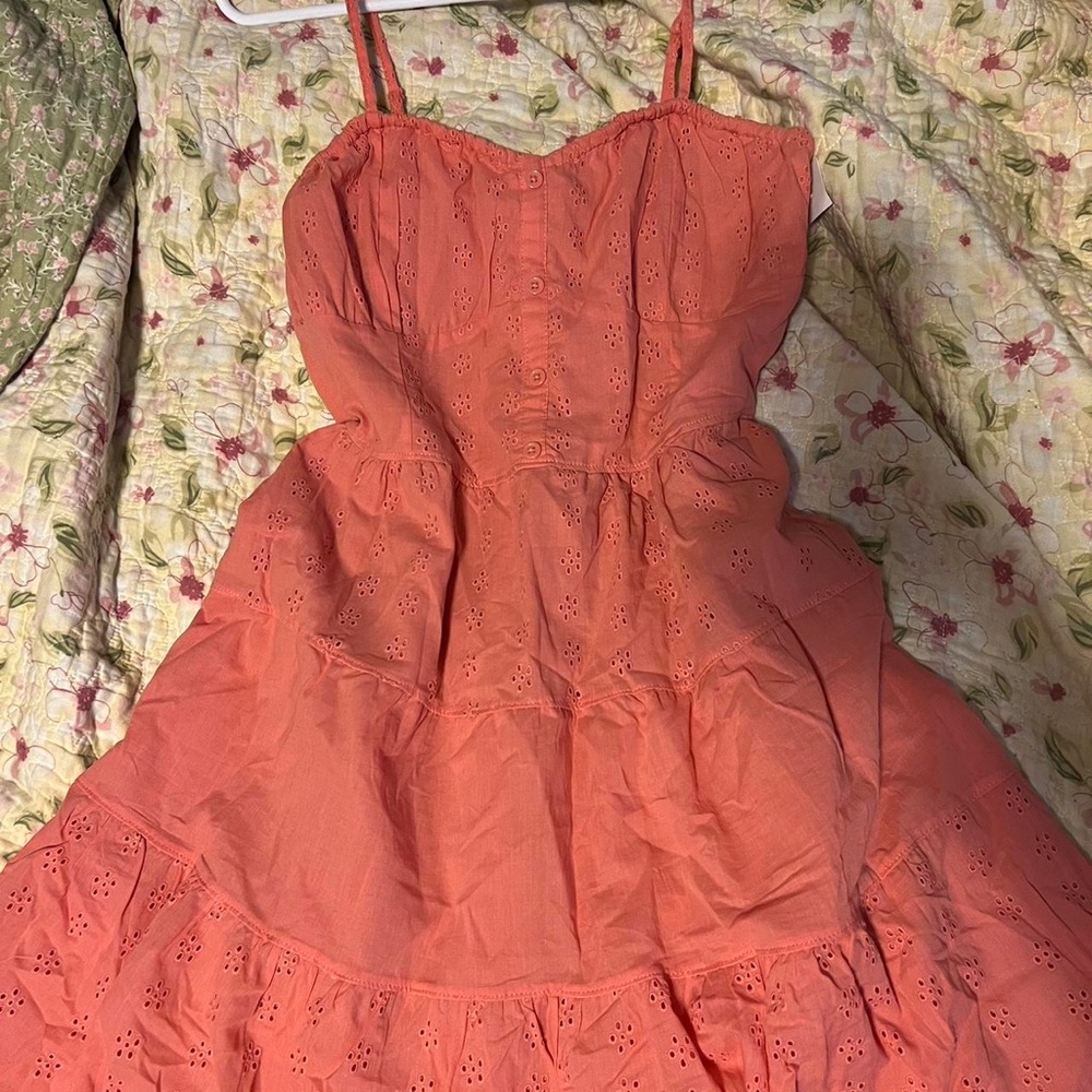 Coral Eyelet Summer Dress